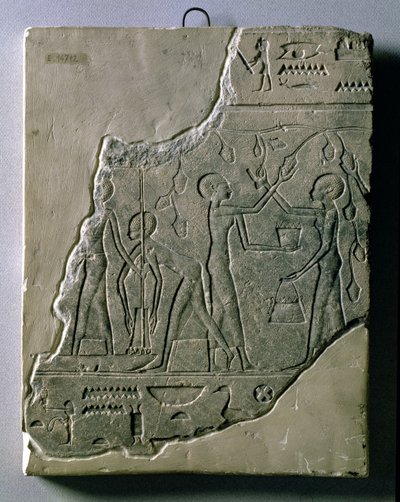 Bas-reliëf van priesteressen die druiven verzamelen, 26e-30e Dynastie door Late Period Egyptian
